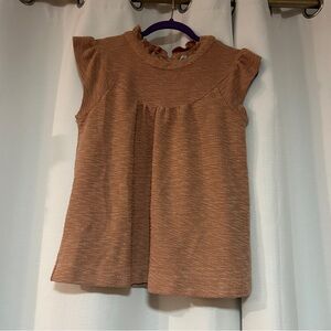 Wishlist Ruffle Neck Flutter Sleeve Top Women’s Size S Terracotta boho romantic